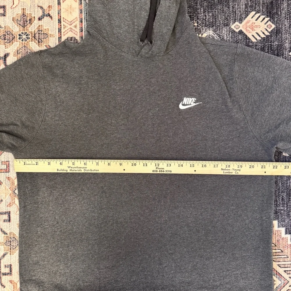 Nike Men's Charcoal Gray Hoodie Pullover Sweatshirt 100% Cotton Size Medium - Picture 7 of 9